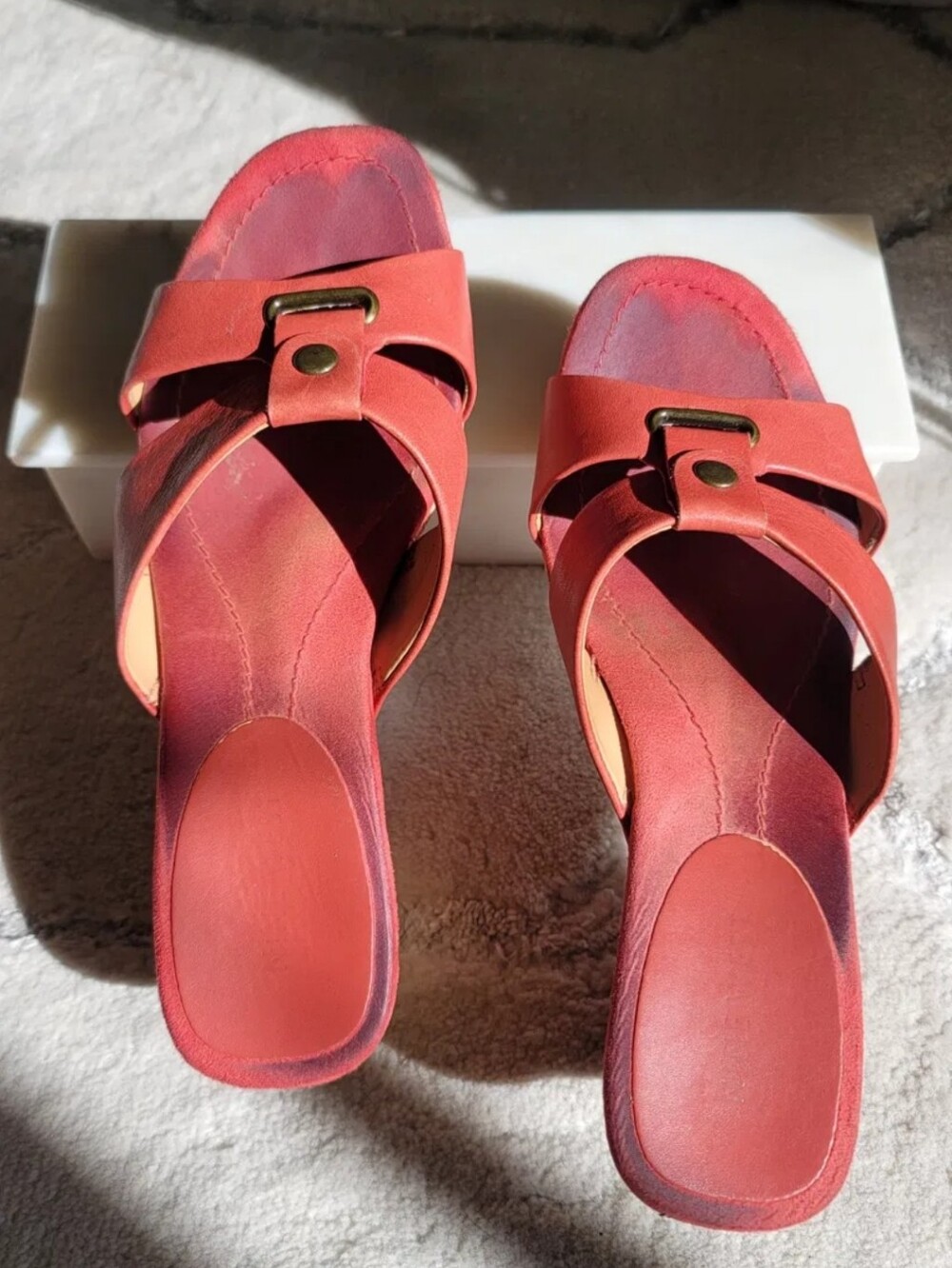 Nine West Coral Leather Wedge Sandals | Cork Wedge Crisscross | Size 5.5